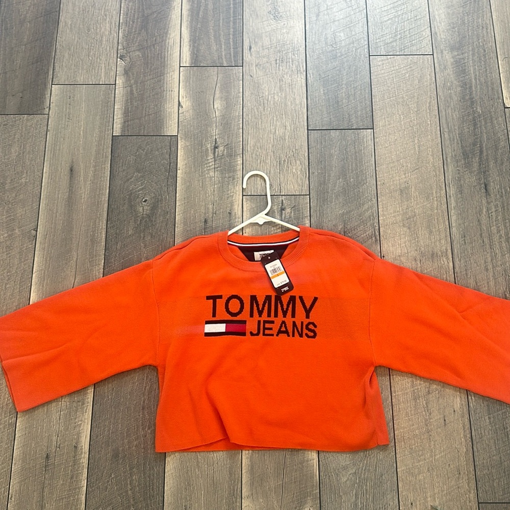 Tommy Jeans Orange sweater kimono top Sz Small